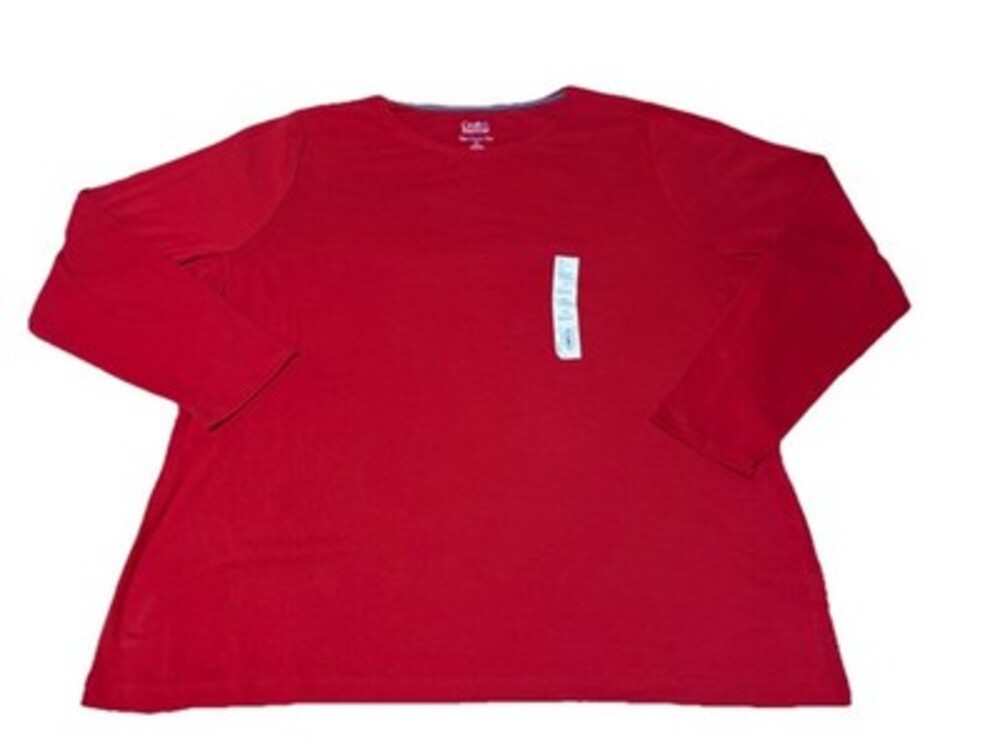 CROFT&BARROW CLASSIC TEE Woman PLUS 1X Cotton Top Shirt Long Sleeve Cherry Red